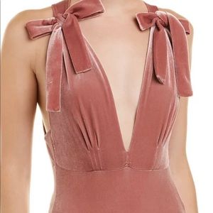 Misa Los Angeles Velvet Plunging Neckline Bodysuit XS